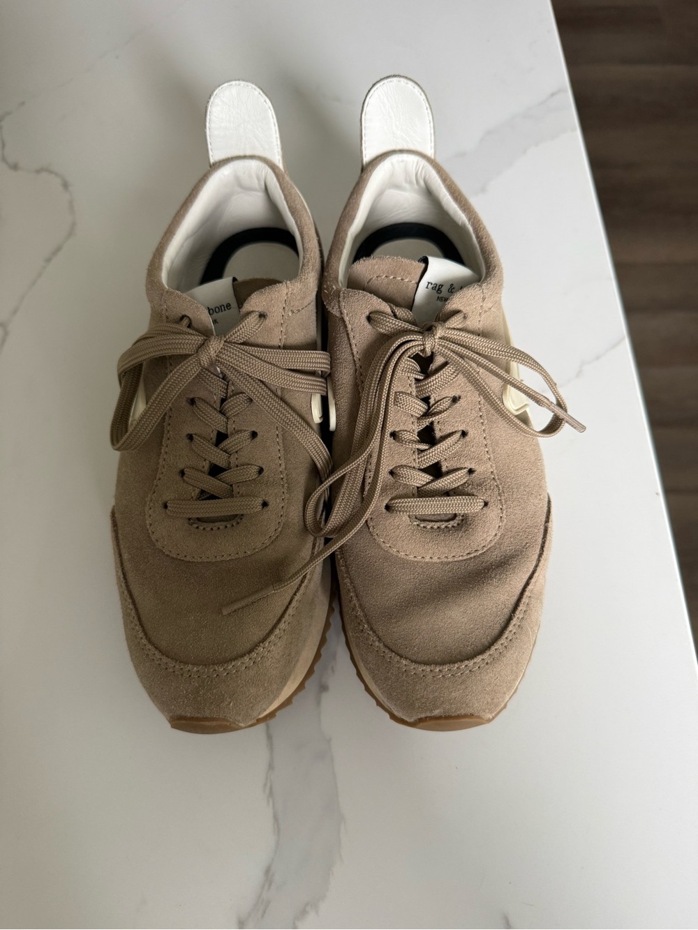 rag & bone Beige Suede Lace-Up Sneakers